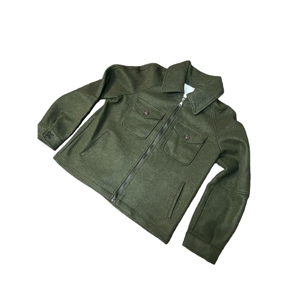 Avec Les Filles Olive Green Army Zip Up Utility Jacket "wool like" Size M - Picture 2 of 12